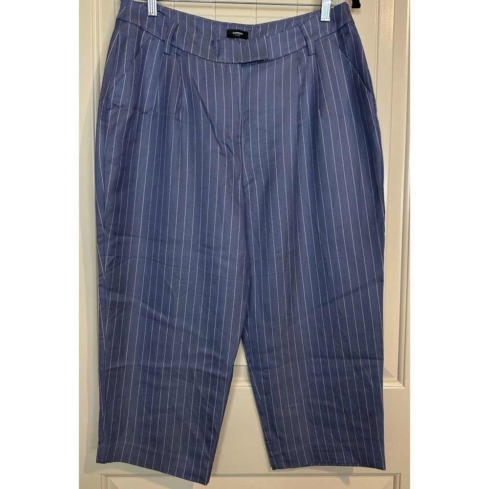 Express stylist ankle mid rise stripe Cropped Career Business Pants Size 12 S